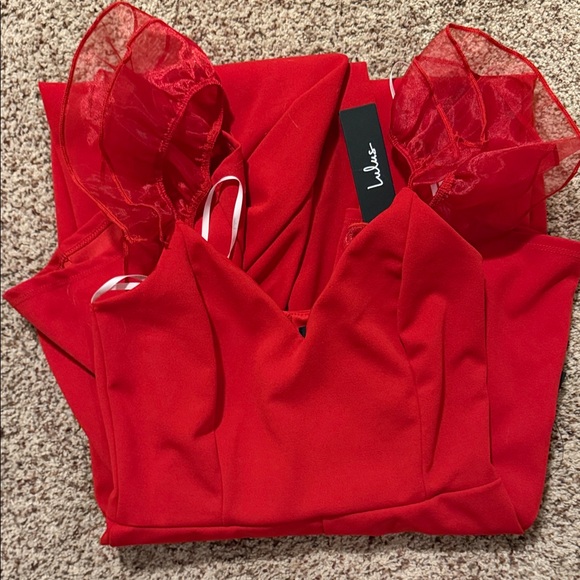 Lulus Luxe Position Red Ruffled Wide-Leg Jumpsuit - Picture 5 of 9